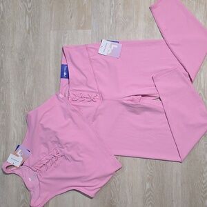 JoyLab Pink Women's High Rise 7/8 Leggings & Longline Bra Set